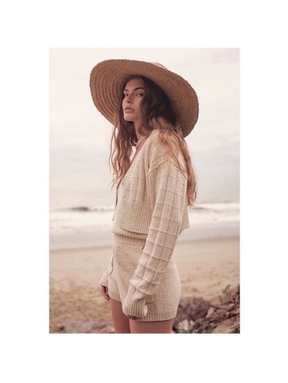 NWOT Free People Beach Declan Knit Sweater Set in Sunset Gold 100% Cotton - Picture 2 of 11